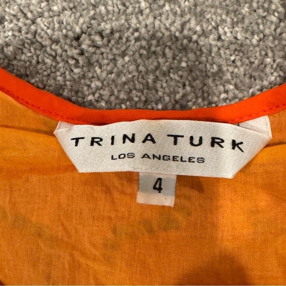 Y2K Vintage Trina Turk Orange Crochet Mini Dress size 4 EUC - Picture 5 of 11